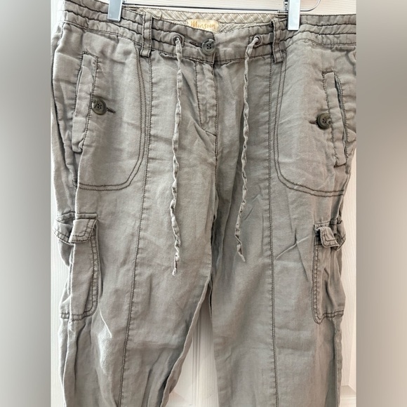 Monsoon 100% linen cargo jogger size 8 zipper and drawstring - Picture 4 of 12